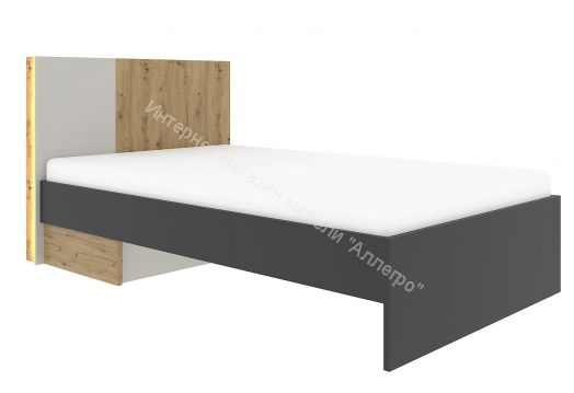 Кровать 90х200 KUBO Артизан/Чёрный/Серый