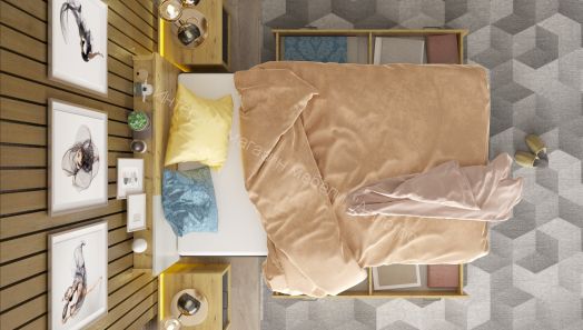 Тумба прикроватная KUBO Артизан/Чёрный/Серый