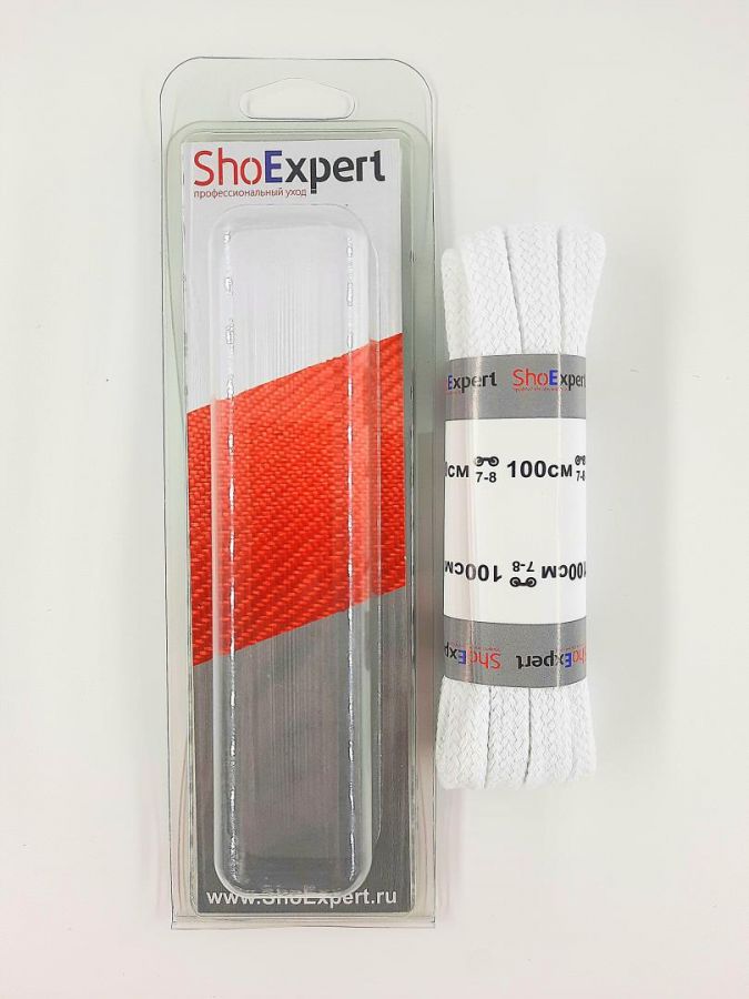 Shoexpert  Шнурки 100 см белые плоские