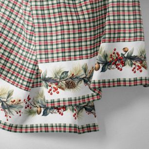 Хлопок - Бордюр гирлянда на красно-зленой клетке 25*75 limit