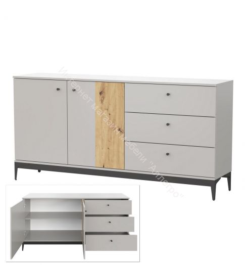 Комод КД-2 NORDIC Холодный серый/Дуб Артизан