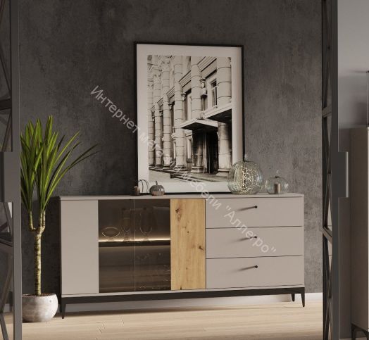 Комод КД-3 NORDIC Холодный серый/Дуб Артизан