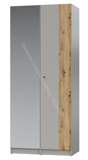 Шкаф НОРДИК 1000 комбинированный одно зеркало Холодный серый/Дуб Артизан