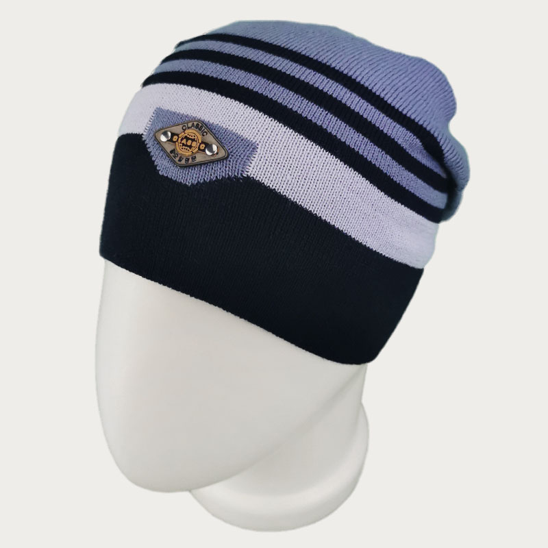 зм1208-56 Шапка конвертик вязаная Stripes стальная