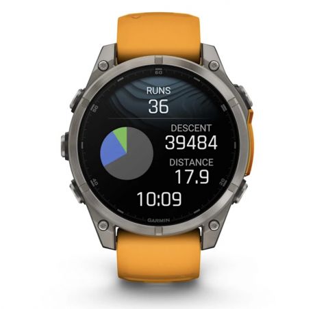 Умные часы Garmin Fenix 8, 47 мм, AMOLED, Sapphire Titanium with spark orange/graphite silicone band