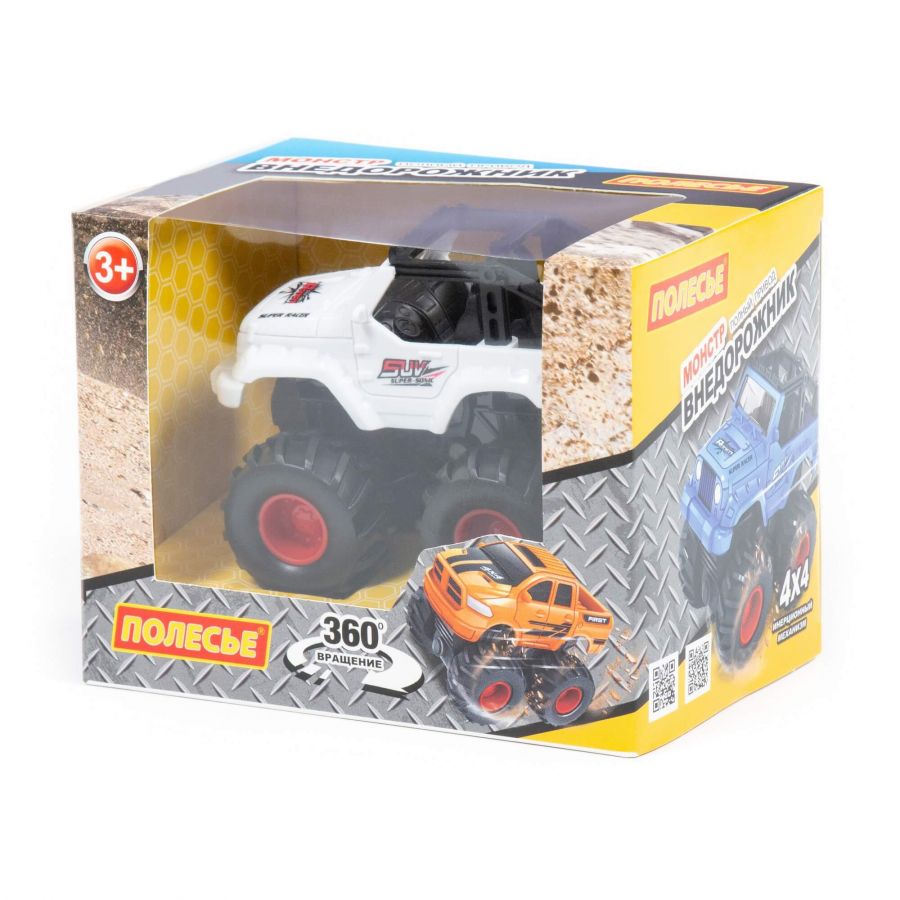 "Монстр ВНЕДОРОЖНИК" - "Джип-сафари", автомобиль инерционный (белый) (в коробке)