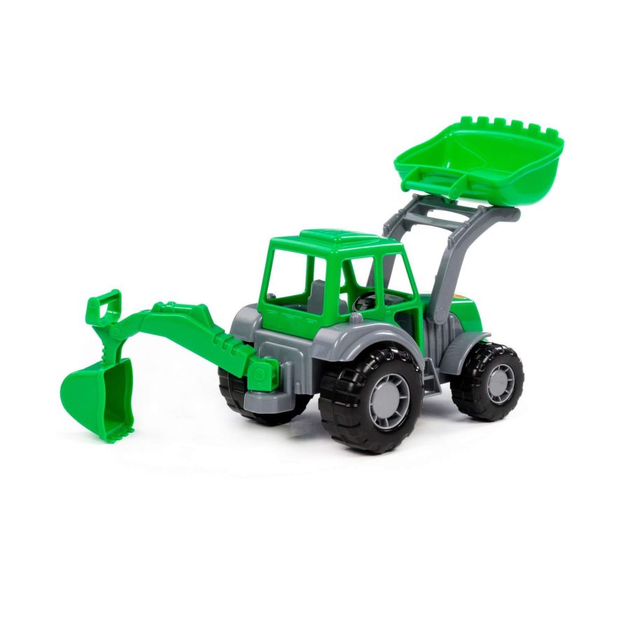 "Мастер", трактор-экскаватор (серо-зелёный) (в сеточке)
