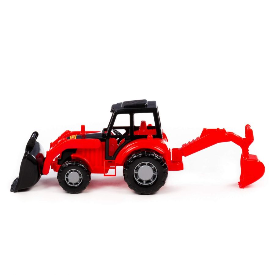 "Мастер", трактор-экскаватор (красно-чёрный) (в сеточке)