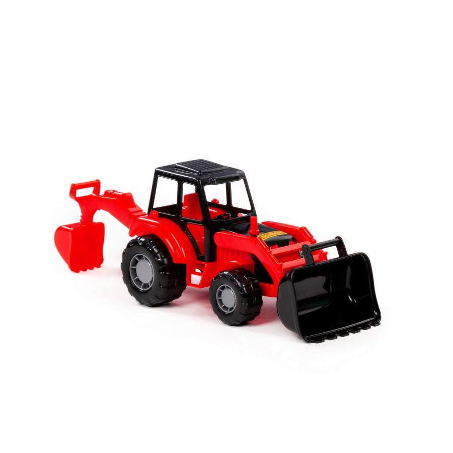 "Мастер", трактор-экскаватор (красно-чёрный) (в сеточке)