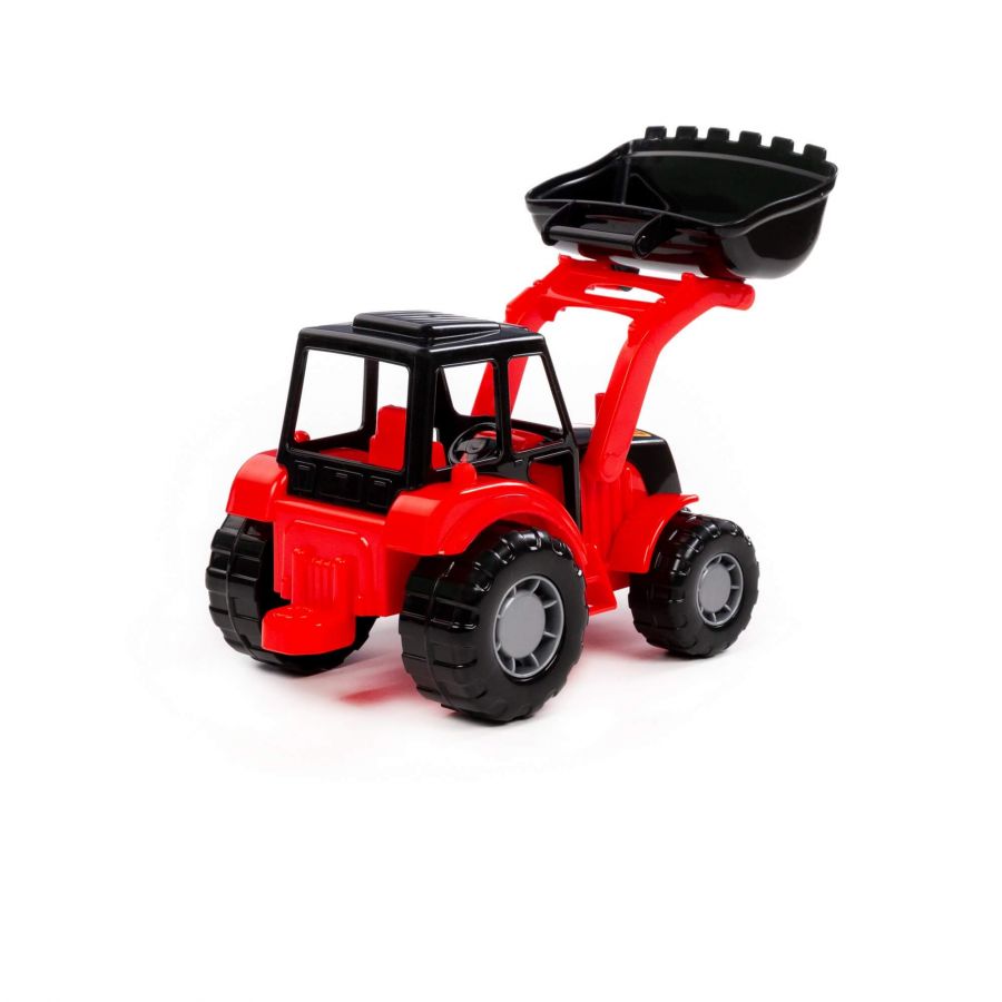"Мастер", трактор-погрузчик (красно-чёрный) (в сеточке)