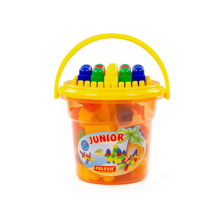 Конструктор "Юниор" (57 элементов) (в ведре оранжевом "Макси" с крышкой)
