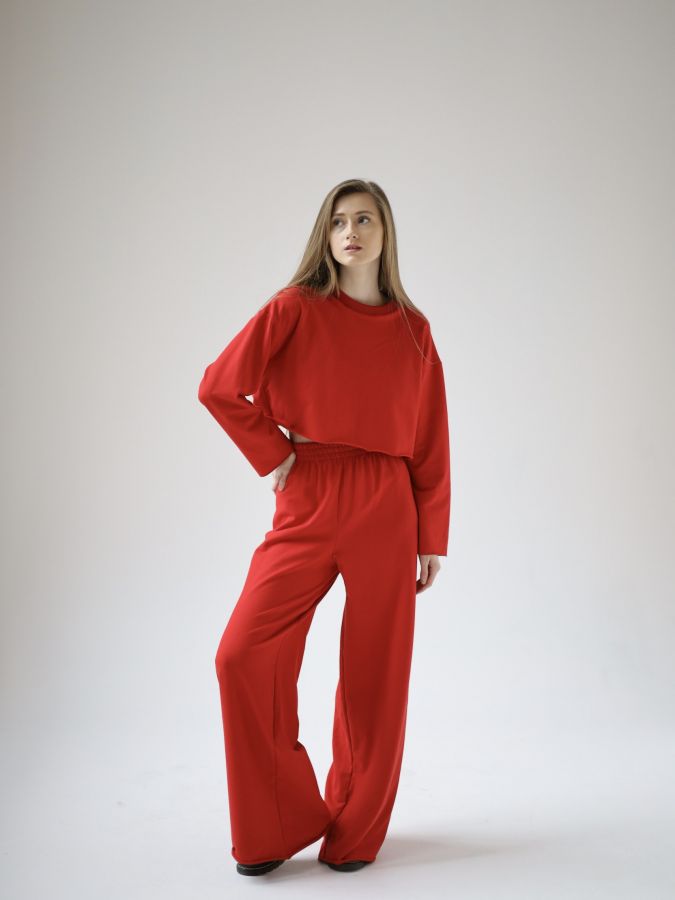 Кофта укороченная красная