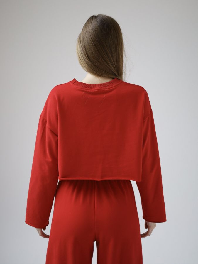 Кофта укороченная красная