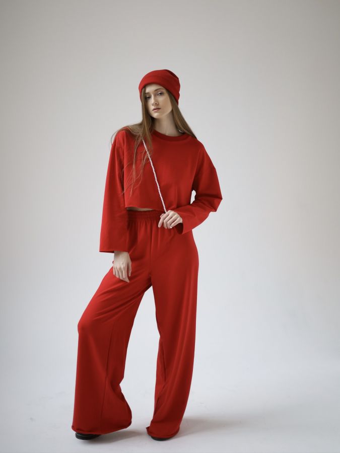 Кофта укороченная красная