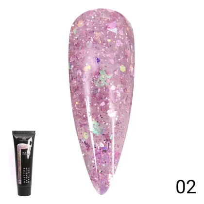 Global Fashion Полигель с глиттером Glitter Extension №02 30 гр