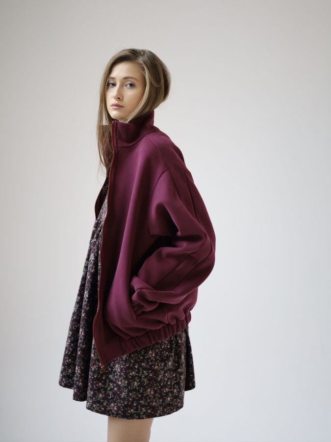 Олимпийка оверсайз с начесом каберне