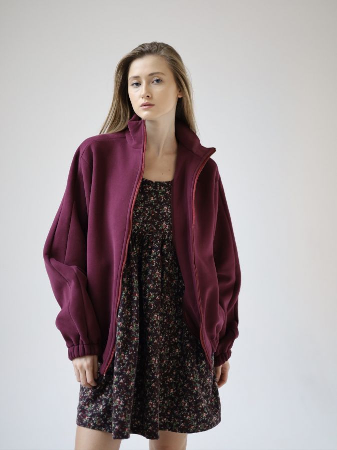 Олимпийка оверсайз с начесом каберне