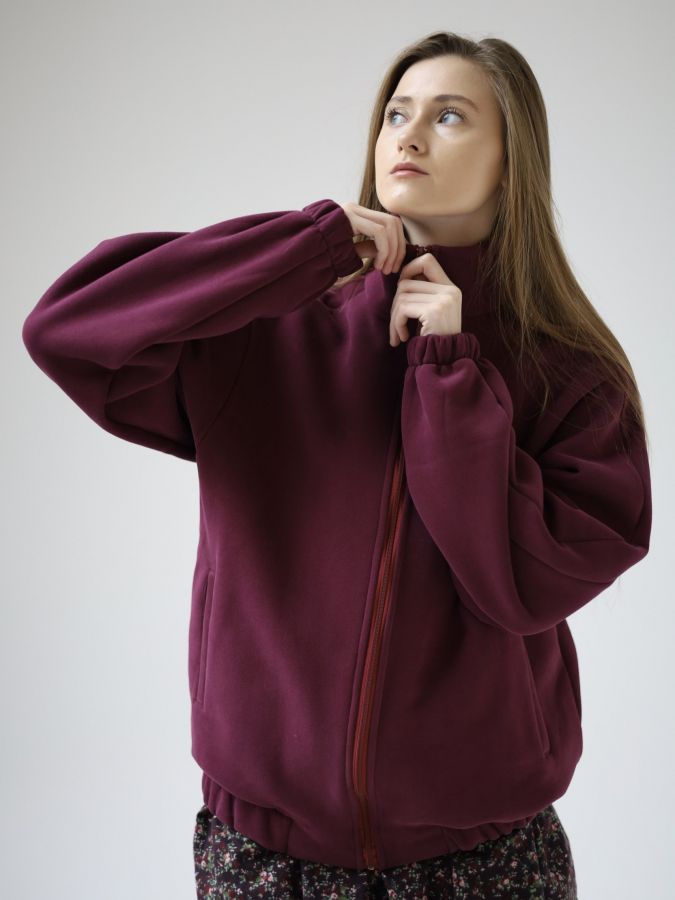 Олимпийка оверсайз с начесом каберне