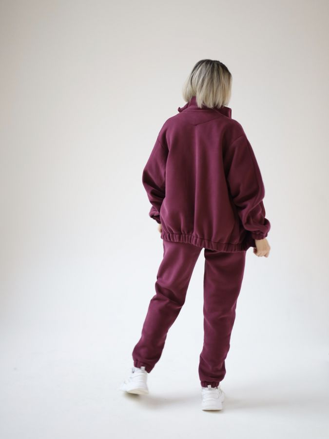 Олимпийка оверсайз с начесом каберне