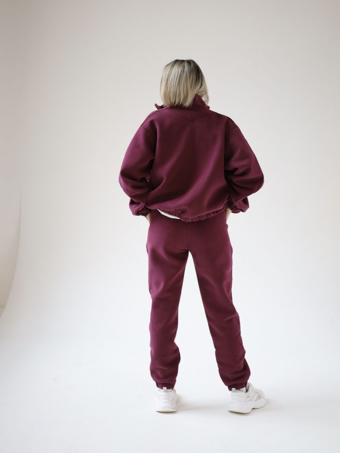 Олимпийка оверсайз с начесом каберне