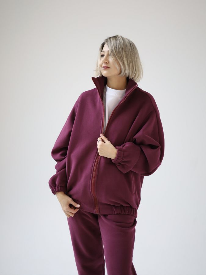 Олимпийка оверсайз с начесом каберне