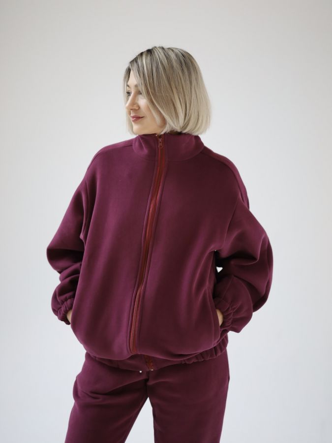 Олимпийка оверсайз с начесом каберне