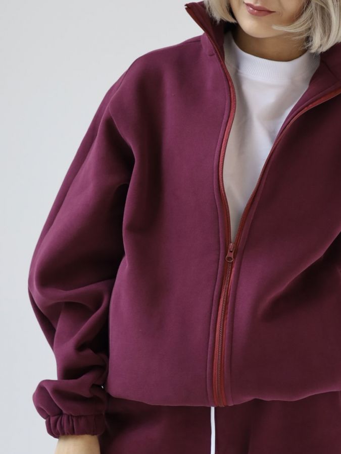 Олимпийка оверсайз с начесом каберне