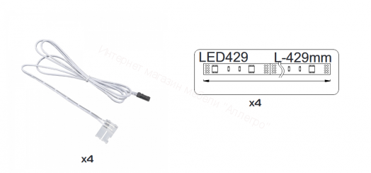 Комплект светодидной подсветки для шкафа серванта НОРДИК