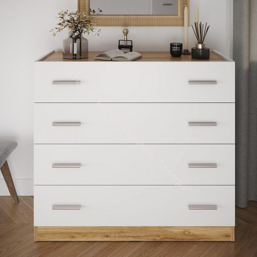 Комод КМ-100 (N) FRESCO Белый/Дуб Вотан