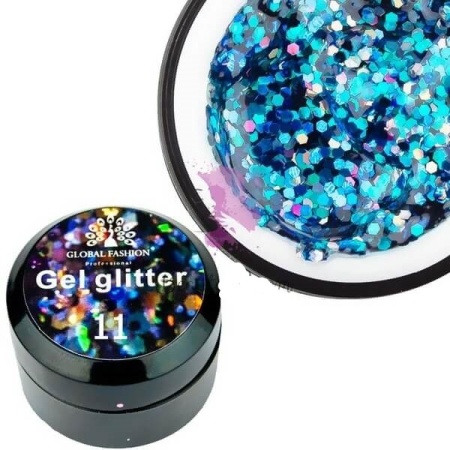 Глиттер гель Global Fashion 5 гр, Glitter gel 11