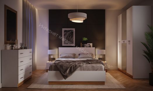 Шкаф 3-х дверный с зеркалом (N) FRESCO Белый/Дуб Вотан