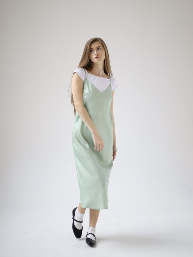 Платье комбинация Finezza из бамбука фисташка