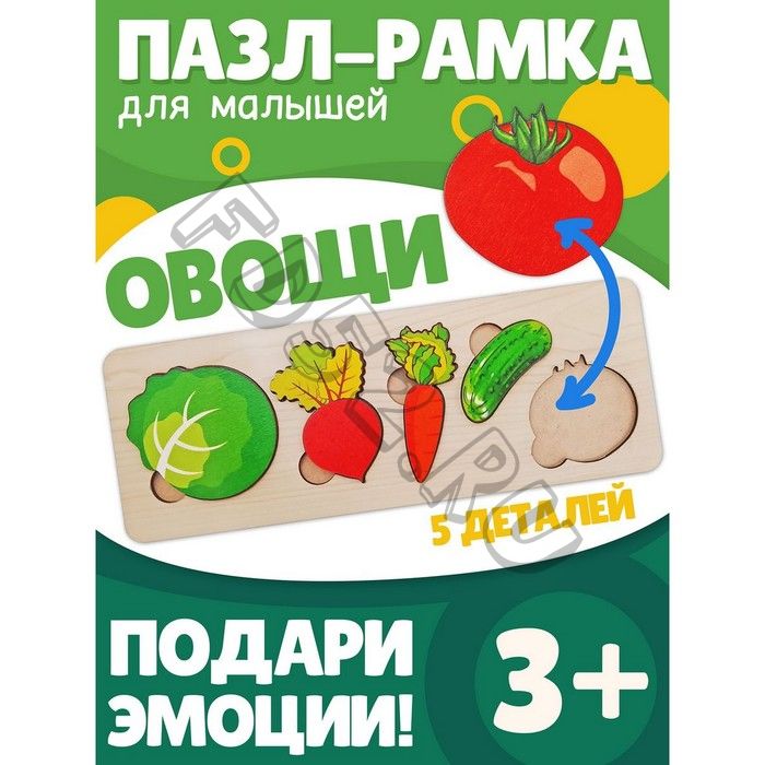 Рамка-вкладыш «Овощи», 5 элементов