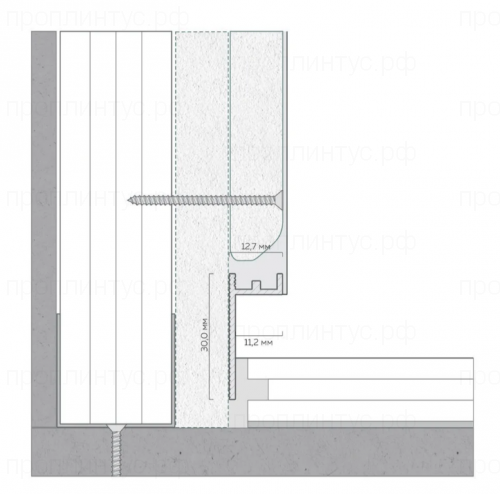 Теневой плинтус ПП 30 белый муар