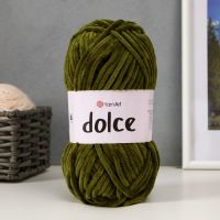 Пряжа "Dolce" 100% микрополиэстер 120м/100гр (772 т. хаки)