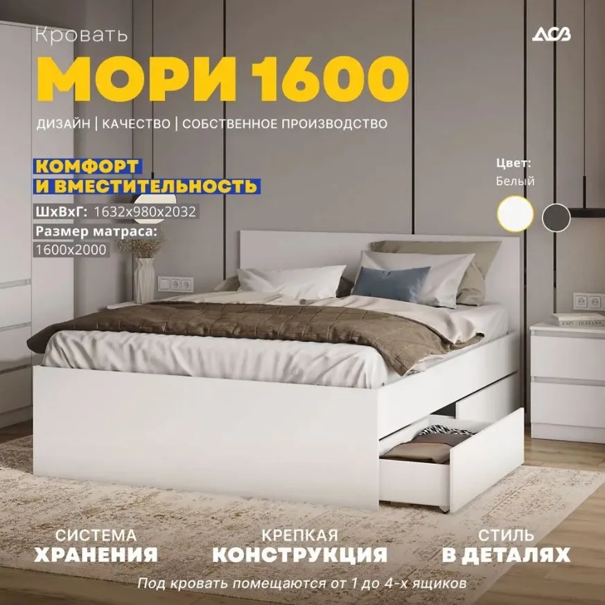 МС Мори Кровать КРМ 1600.2