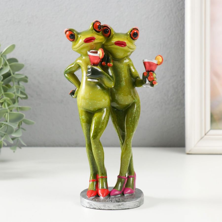 Сувенир полистоун лак "Лягухи подружки"