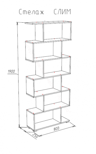 Стеллаж СЛИМ Дуб Сонома