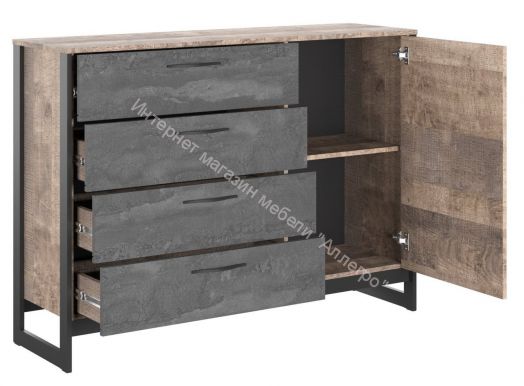 Комод Т-1 HUGO  Дуб Гранж/Железный камень