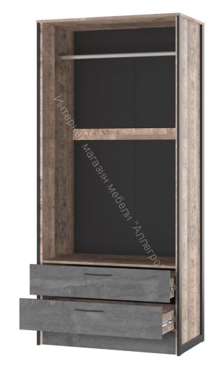 Шкаф 2-х дверный (N) HUGO Дуб Гранж/Железный камень