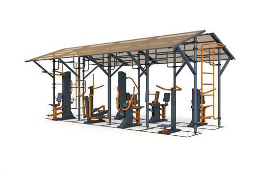 Тренажерная беседка уличная  на 8 тренажеров ТРК-1.15