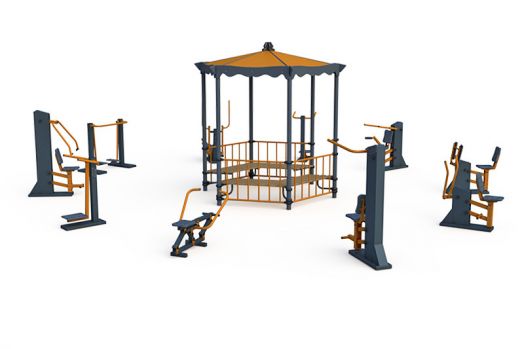 Тренажерная беседка уличная и 10 тренажеров ТРК-1.4