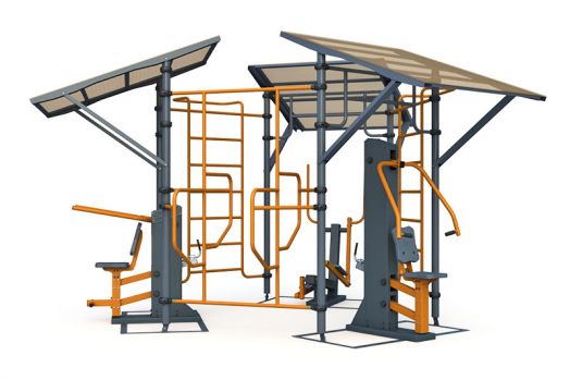 Тренажерная беседка уличная на 3 тренажера ТРК-1.12