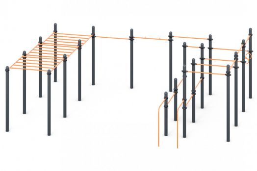 Рукоход разноуровневый, каскад турники классического хвата, брусья W-01-011