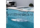 BLUE LAGOON ТЁМНАЯ Плитка мозаика для бассейнов голубая стекло чип 25*25  CRISTAL 295*295*4 (ORRO)