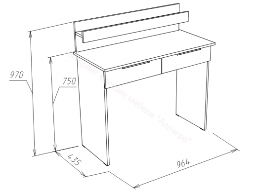 Стол туалетный ВЕНЕЦИЯ Дуб серый Крафт/Серый графит