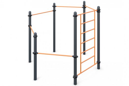Четыре разноуровневых турника, шведская стенка и упор для отжиманий W-03-013