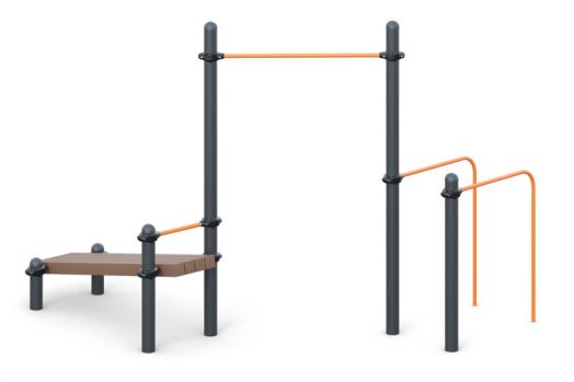 Турник с брусьями и лавкой для преса W-01-007