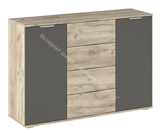 Комод 1300 ВЕНЕЦИЯ Дуб серый Крафт/Серый графит