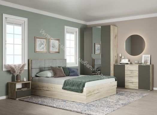 Тумба прикроватная ВЕНЕЦИЯ Дуб серый Крафт/Серый графит